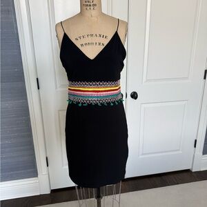 Alice + Olivia Black Dress with Vibrant Embroidery size 12